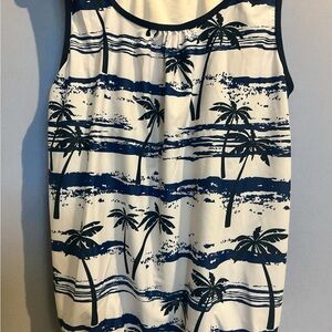 Tropical Navy Palm Print Tank Top